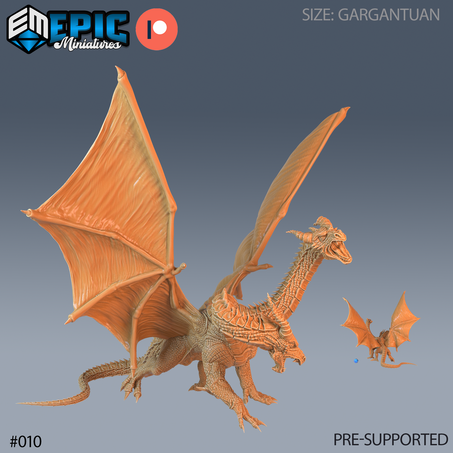 Ancient Twin Dragon DND TTRPG Resin Model 127mm Base