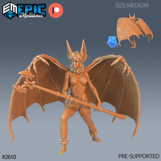 Bat Succubus DND Miniature TTRPG Resin Figure 25mm Base