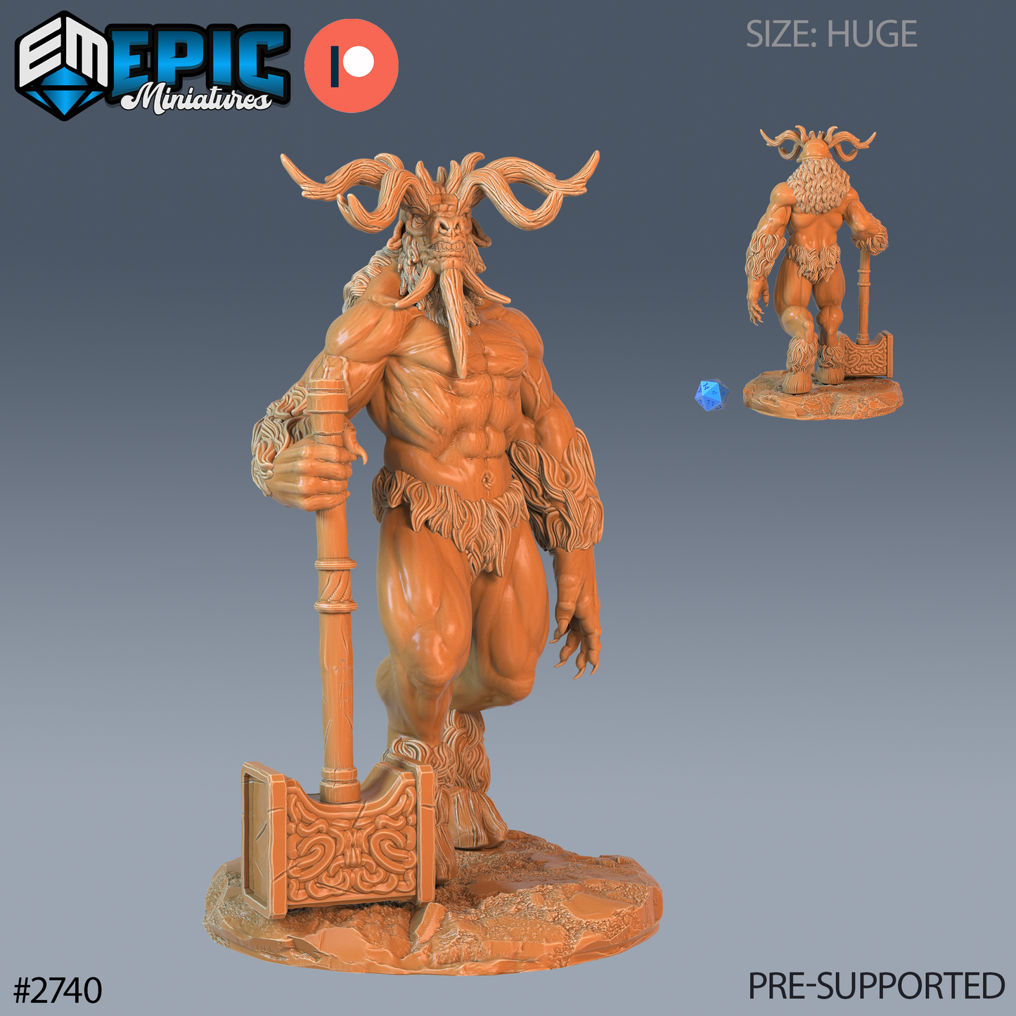 Baphomet D&D Miniature | Demon Lord of the Labyrinth | Resin Tabletop RPG Figure | 76mm Base