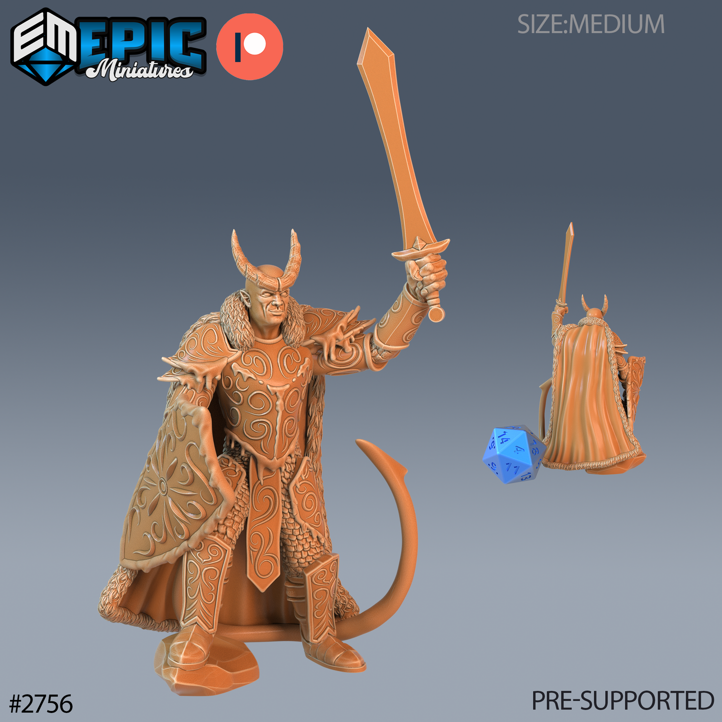 Frost Tiefling | Ice-Touched Adventurer | Resin Tabletop RPG Figure | 25mm Base