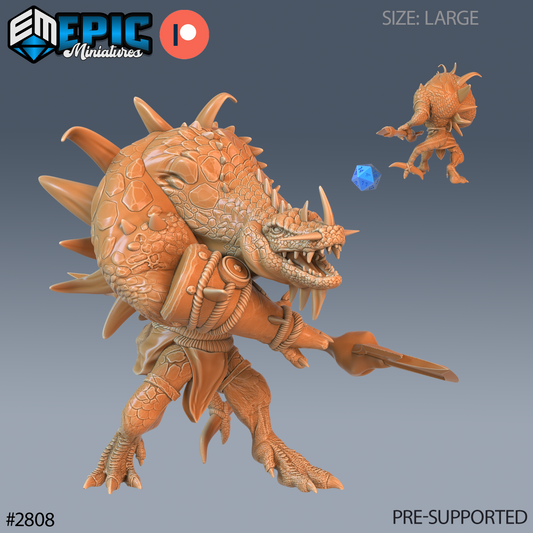 Crocodile Hunchback DND TTRPG Resin Model 51mm Base