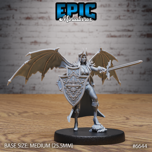 Fallen Angel Dark Celestial Warrior DND Miniature TTRPG Resin Figure 25mm Base