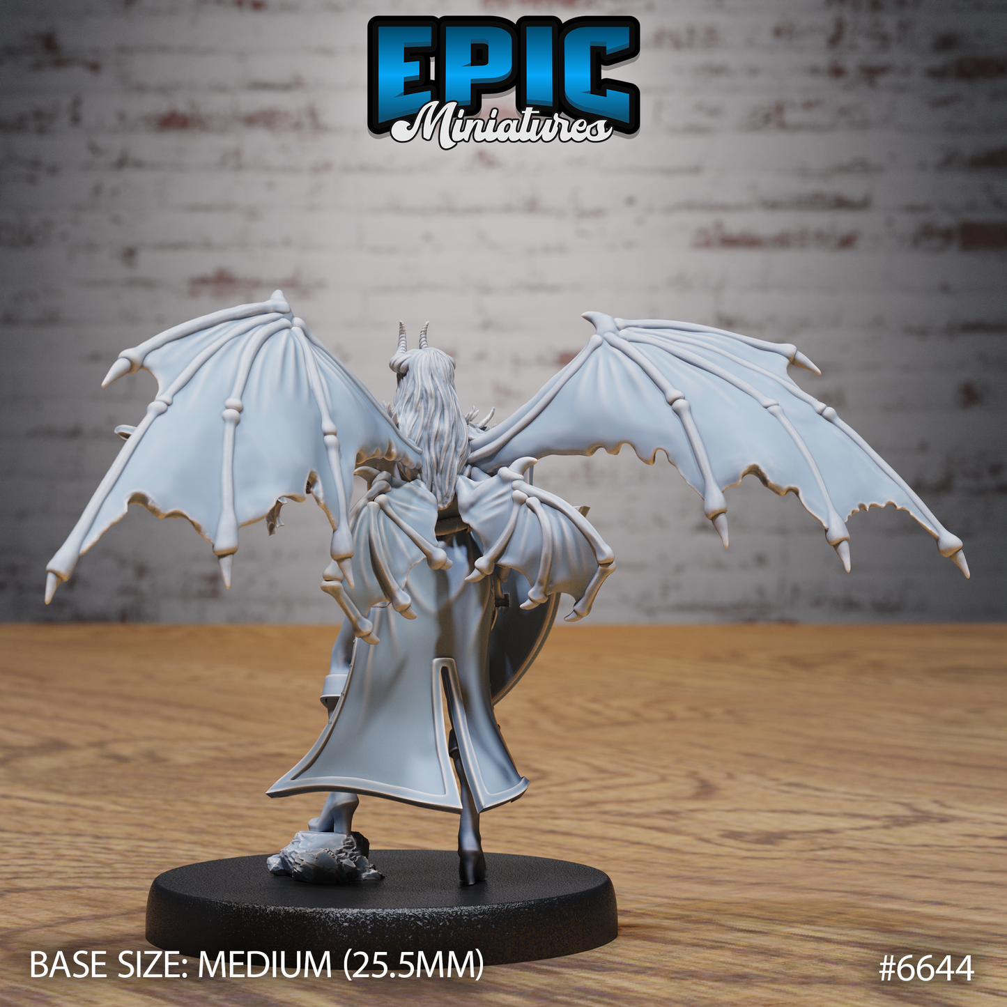 Fallen Angel Dark Celestial Warrior DND Miniature TTRPG Resin Figure 25mm Base
