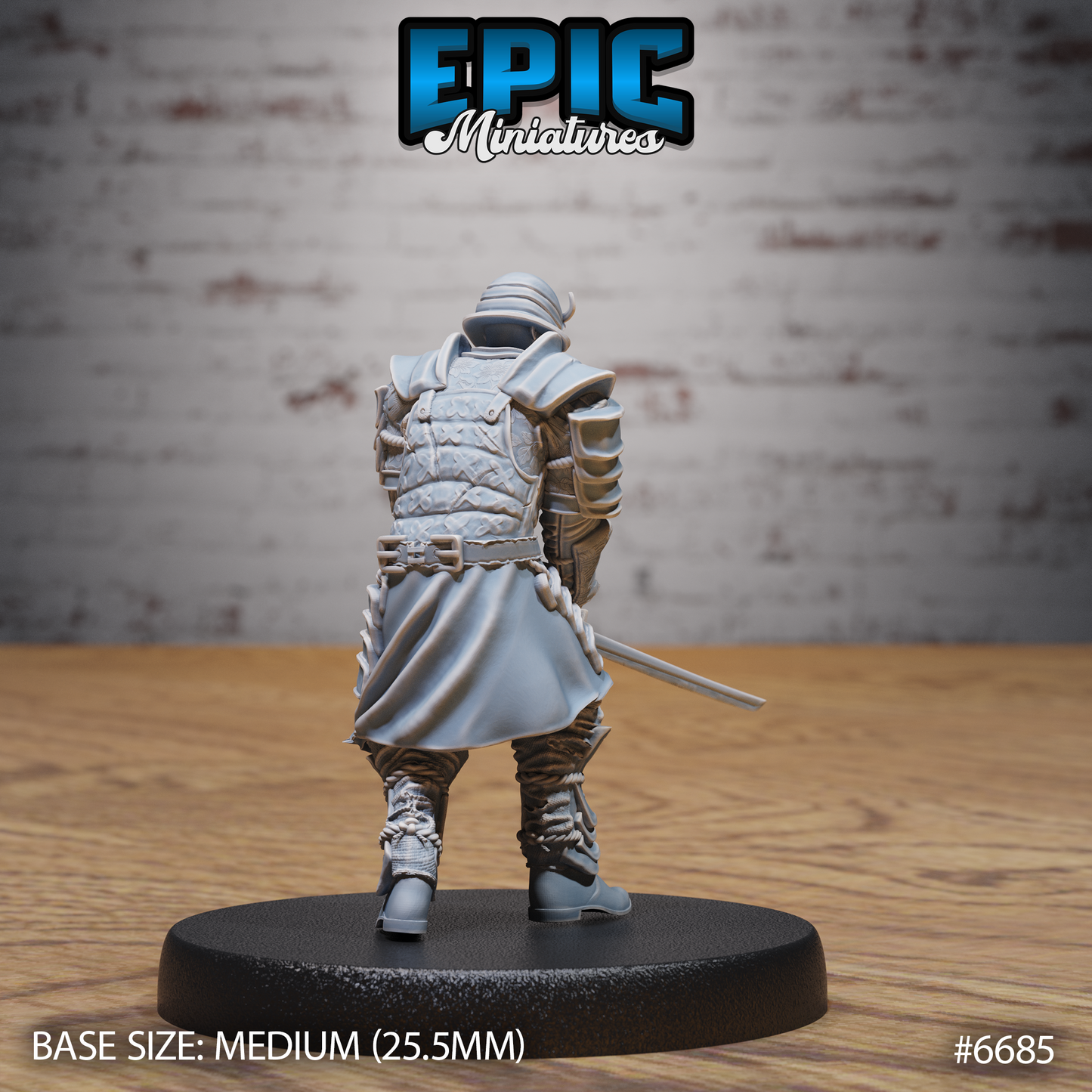 Half Blood Samurai DND Miniature TTRPG Resin Figure 25mm Base