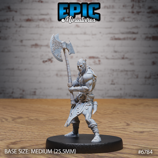 Axe Barbarian DND Miniature TTRPG Resin Figure 25mm Base