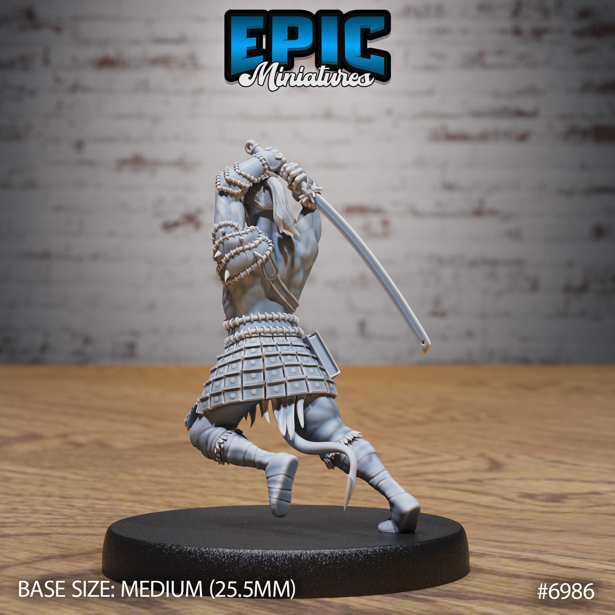 Tiefling Barbarian DND TTRPG Resin Miniature 25mm Base