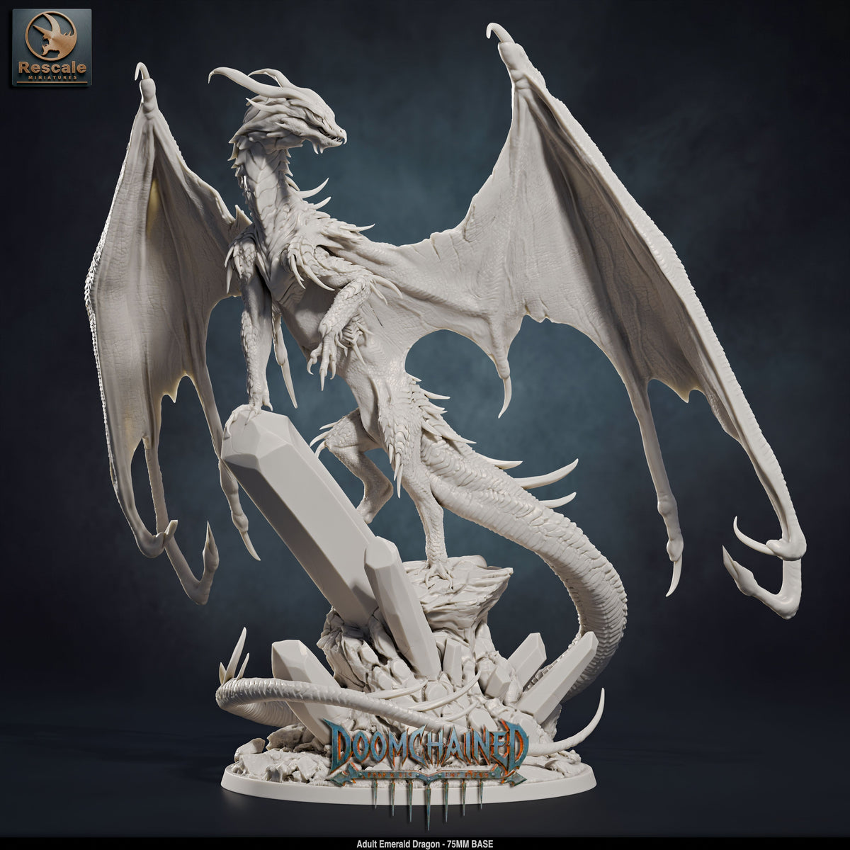 Emerald Dragon DND TTRPG Resin Model 75mm Base
