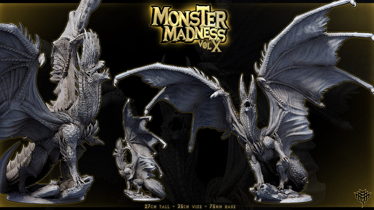 Blazing Black Dragon DND TTRPG Resin Model 75mm Base