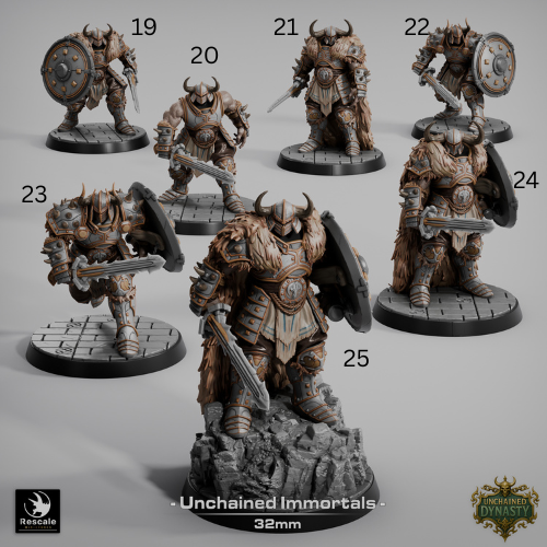 Unchained Immortal Warriors D&D Miniatures | Undead Fantasy Soldiers | Resin 3D Printed Tabletop RPG Figures | 32mm Base