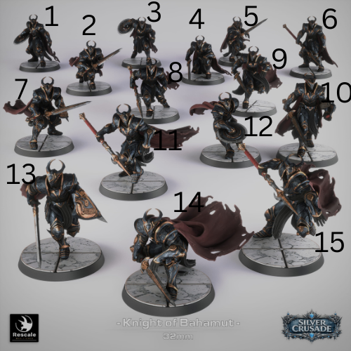Knights of Bahamut D&D Miniatures | Dragonborn Holy Knights | Resin Tabletop RPG Figures | 32mm Base