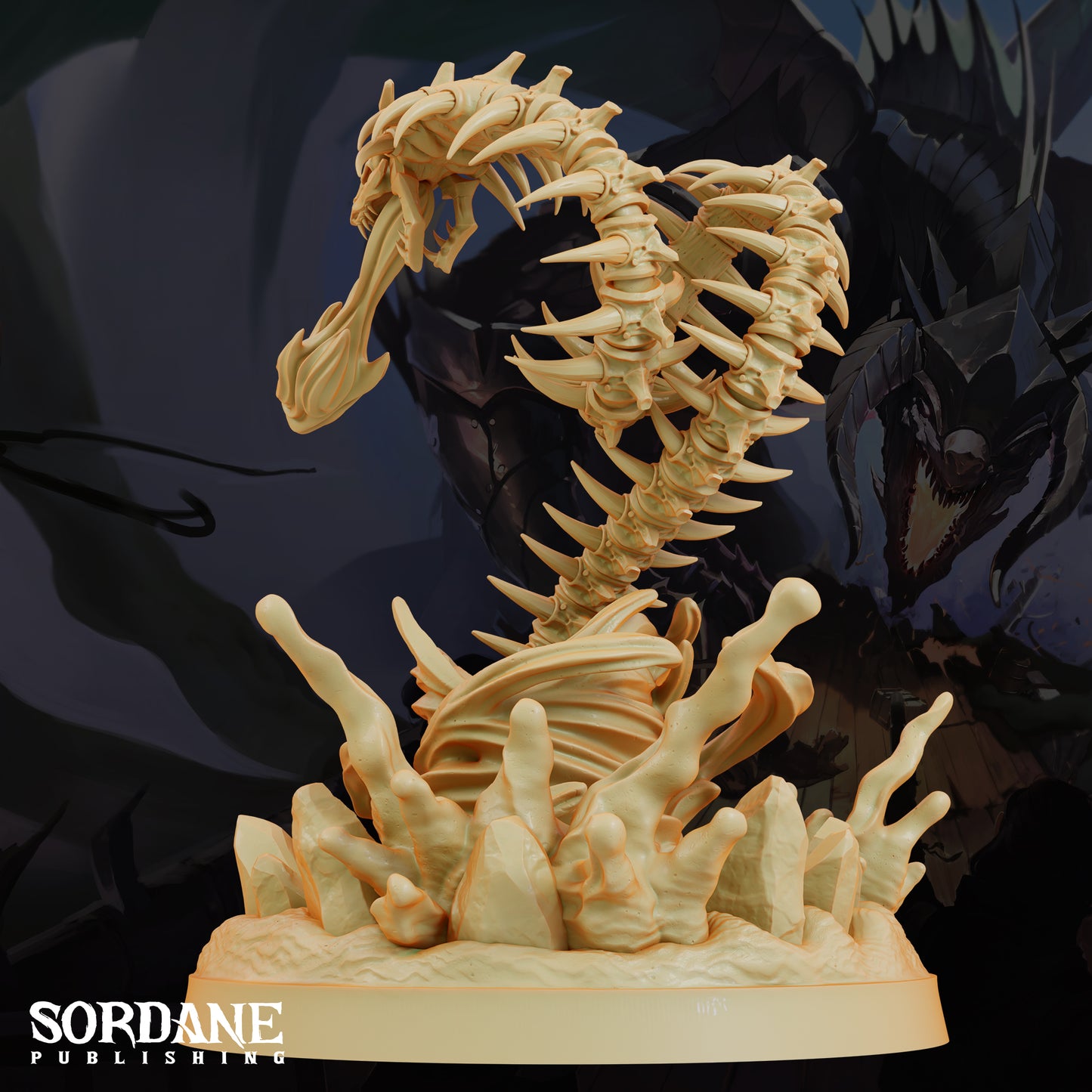 Bone Serpent Undead Dragon DND Miniature TTRPG Resin Figure 75mm Base