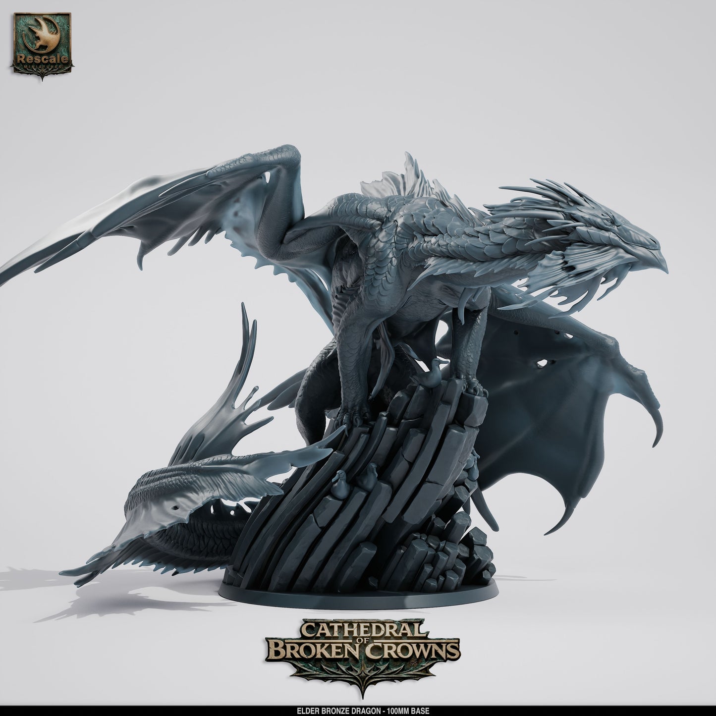 Elder Bronze Dragon DND Miniature TTRPG Resin Figure 100mm Base