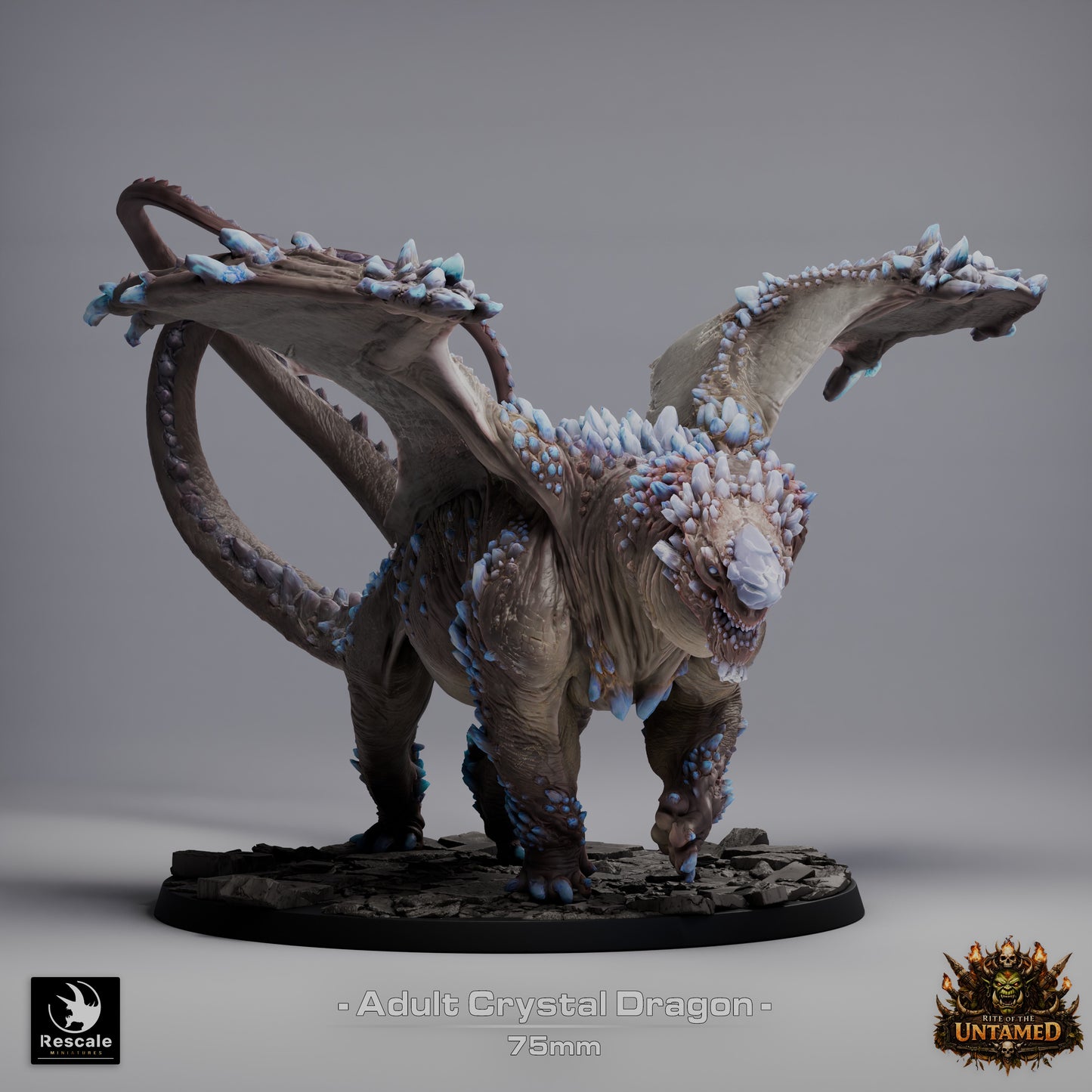 Crystal Dragon Large D&D Miniature | Gem Dragon Fantasy Figure | Resin 3D Printed Tabletop RPG Model | 75mm Base