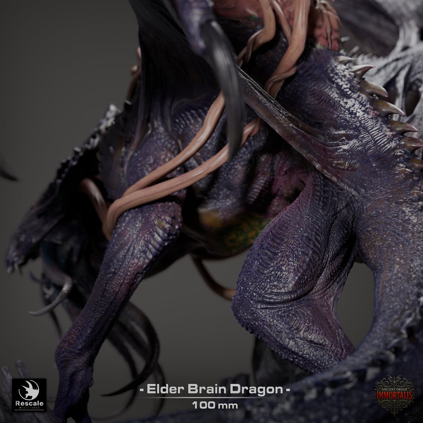Elder Brain Dragon Large D&D Miniature | Mind Flayer Dragon Figure | Resin 3D Printed Tabletop RPG Model | 100mm Base