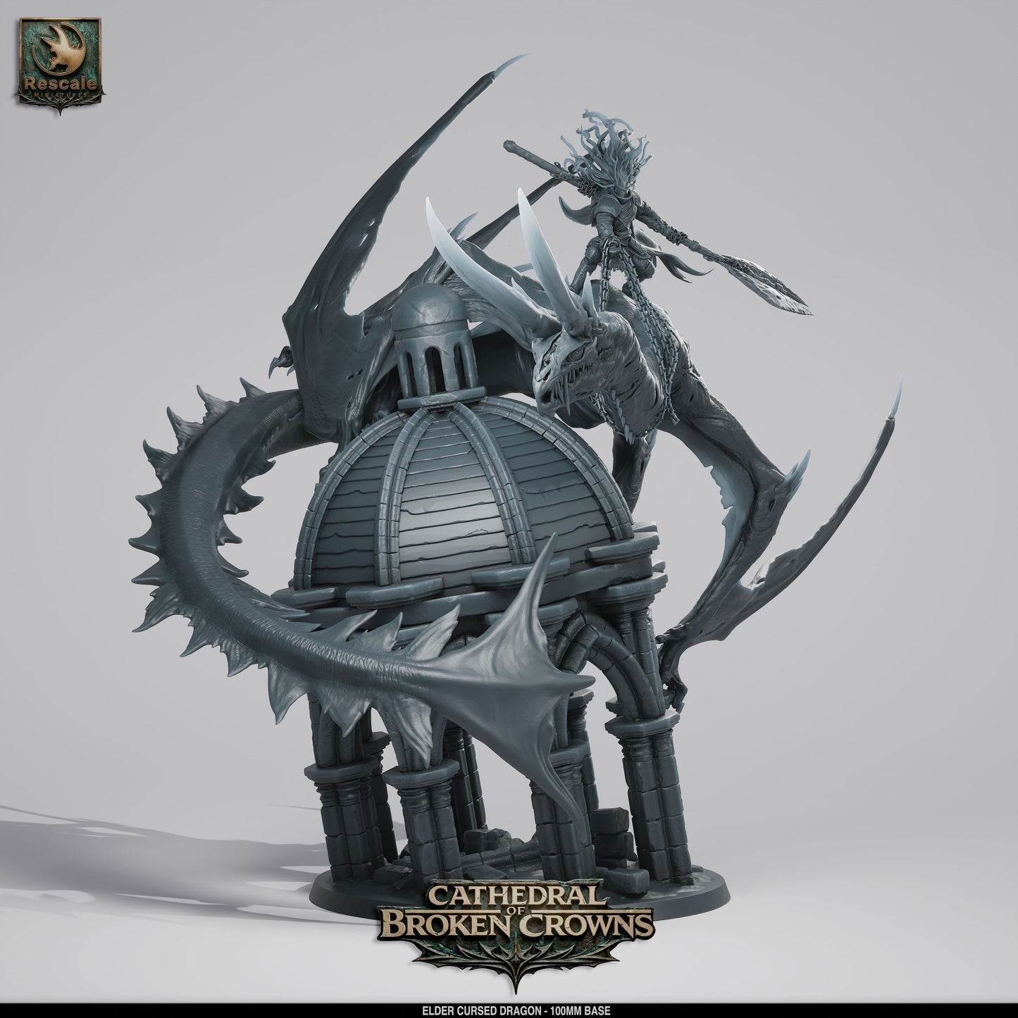 Elder Cursed Dragon DND Miniature TTRPG Resin Figure 100mm Base