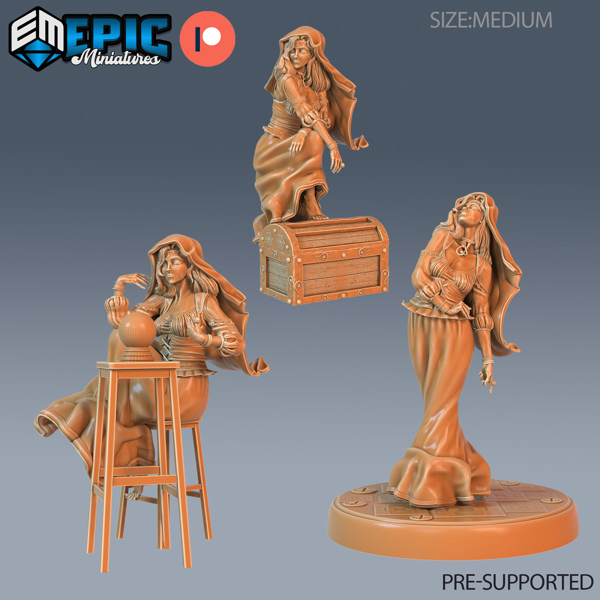 Fortune Teller DND Miniature TTRPG Resin Figure 25mm Base