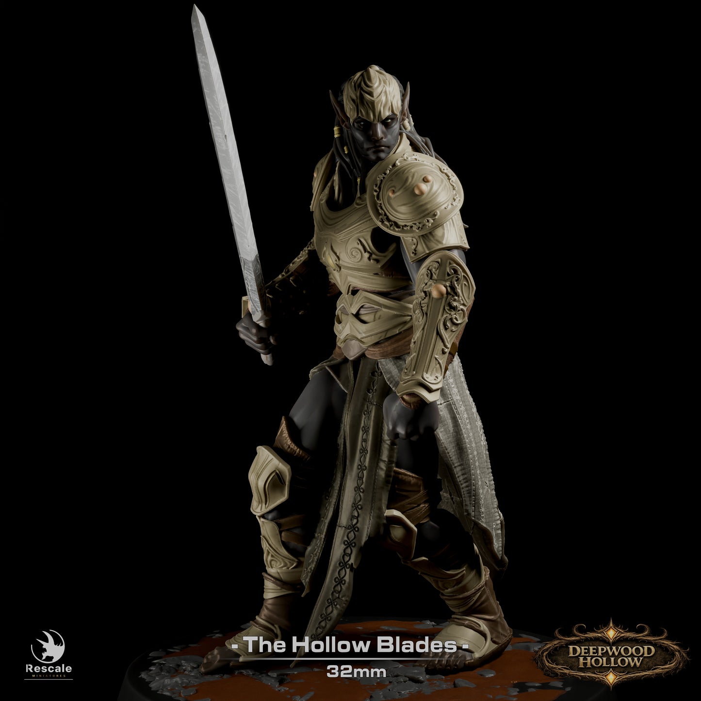 Dark Elf Hollow Blades | Shadow Assassins | Resin Tabletop RPG Figure Set | 32mm Base