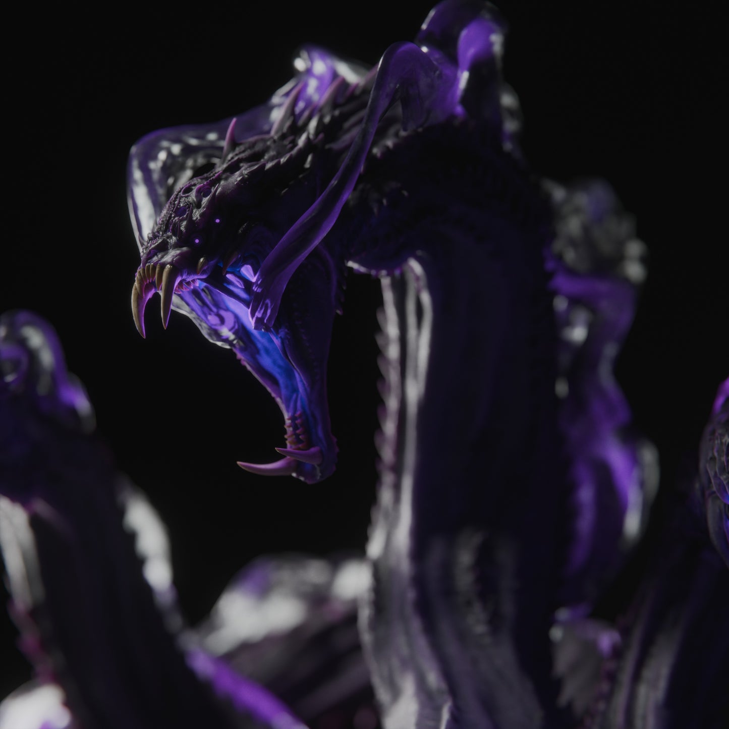 Shadow Hydra Large D&D Miniature | Multi-Headed Shadow Monster Boss | Resin Tabletop RPG Model | 100mm Base