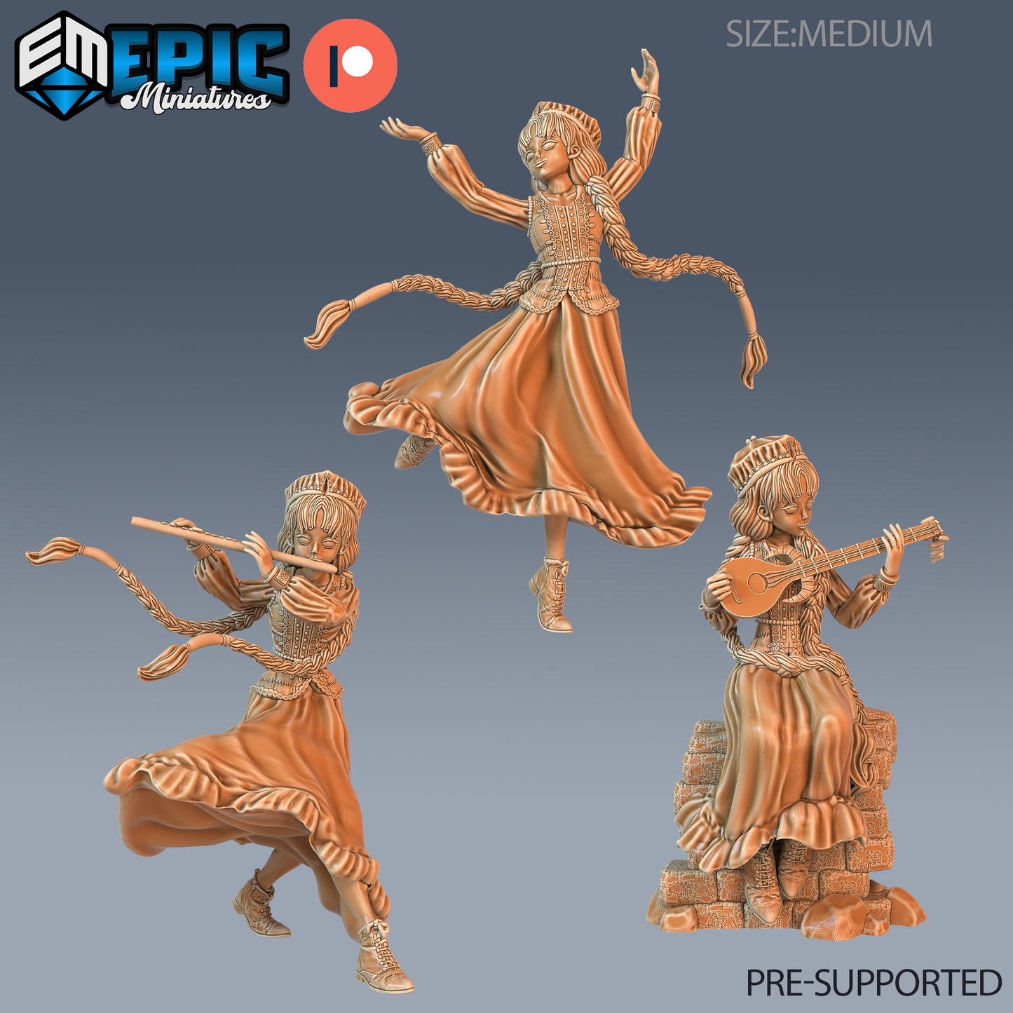 Norse Bard Girl | Viking Skald Performer | Resin Tabletop RPG Figure | 25mm Base