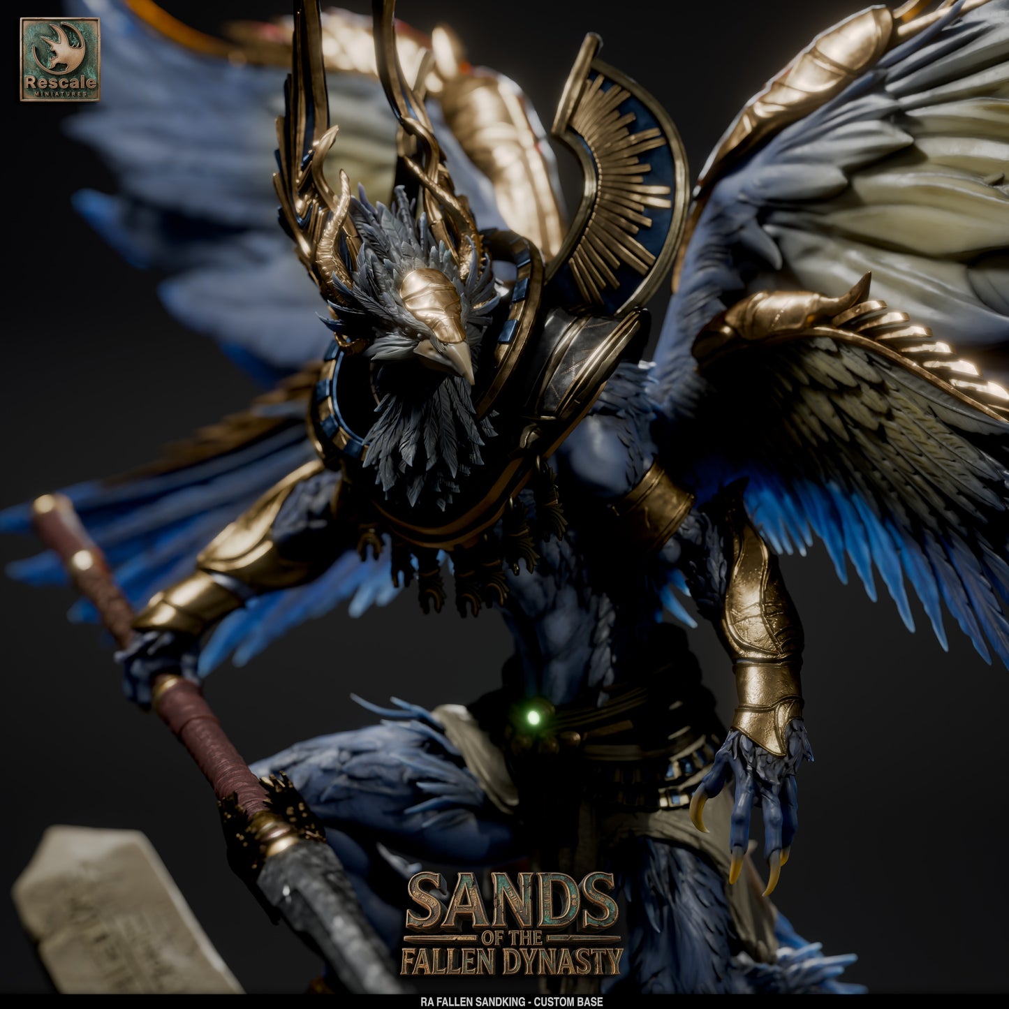 Ra Fallen Sand King | Undead Desert Monarch | Resin Tabletop RPG Figure | Large Custom Base