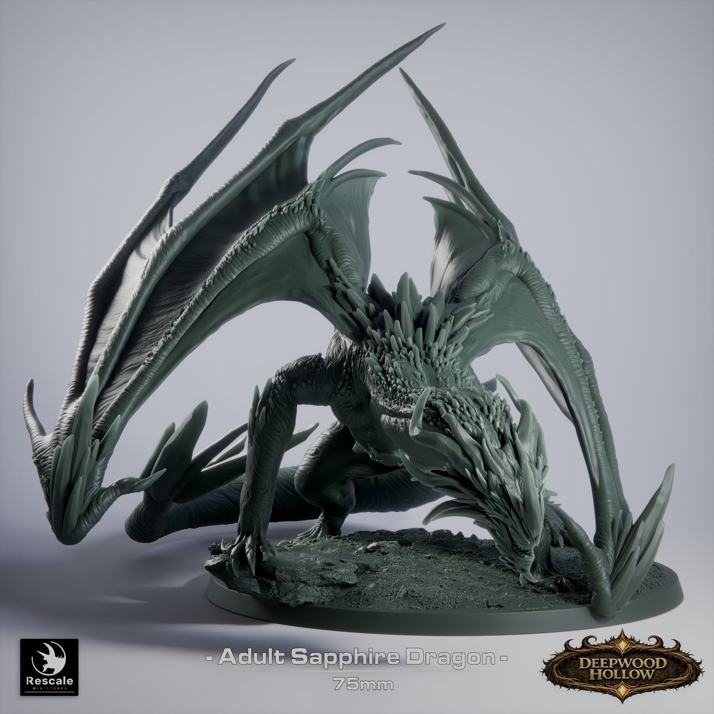 Sapphire Dragon | Crystal Arcane Dragon | Resin Tabletop RPG Figure | 75mm Base