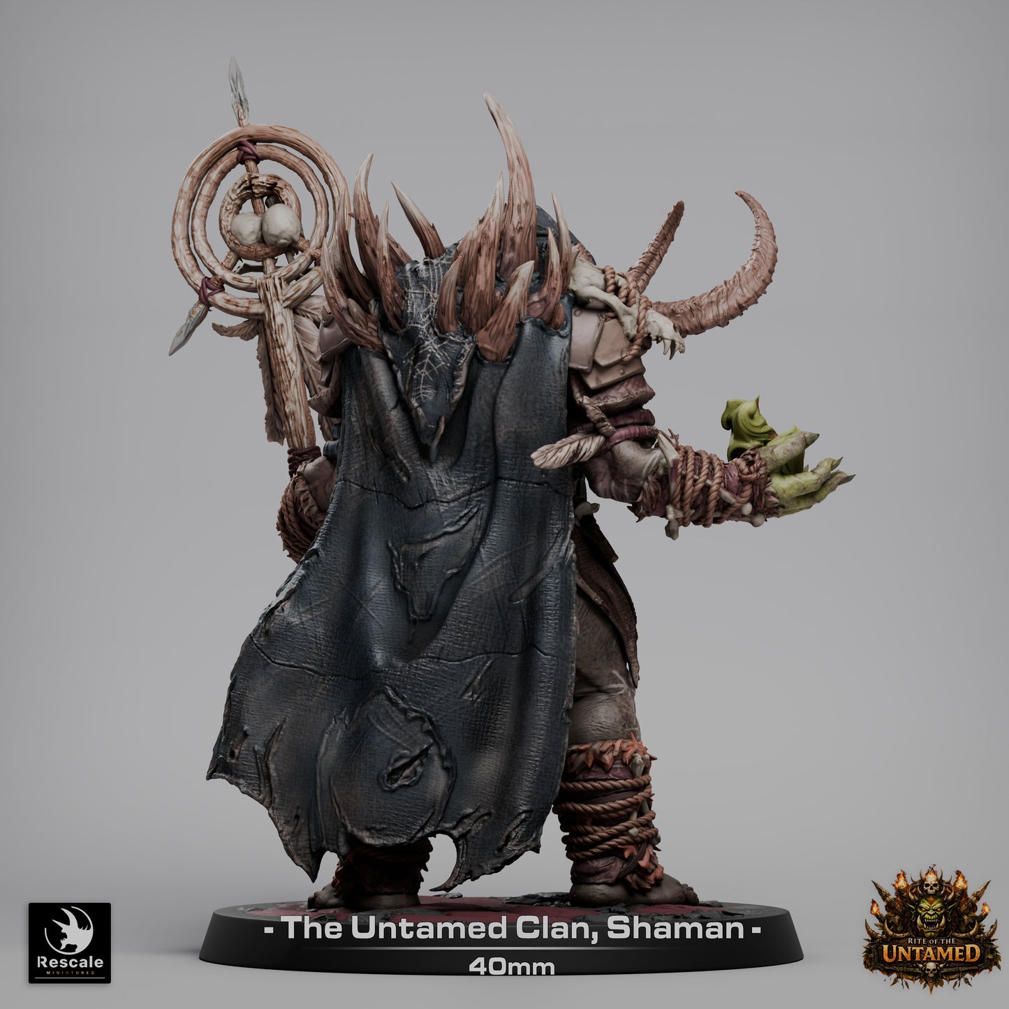 Orc Shaman D&D Miniature | Tribal Orc Spellcaster Figure | Resin 3D Printed Tabletop RPG Model | 40mm Base