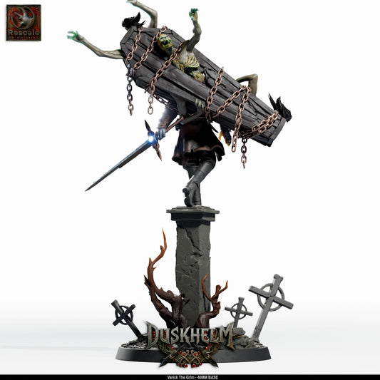 Varick the Grim Dark Knight DND Miniature TTRPG Resin Figure 40mm Base