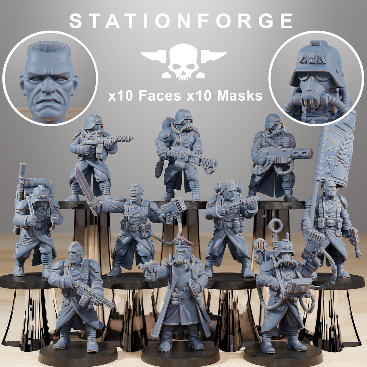 Grim Guard Combatants DND TTRPG Resin Models Squad of 10