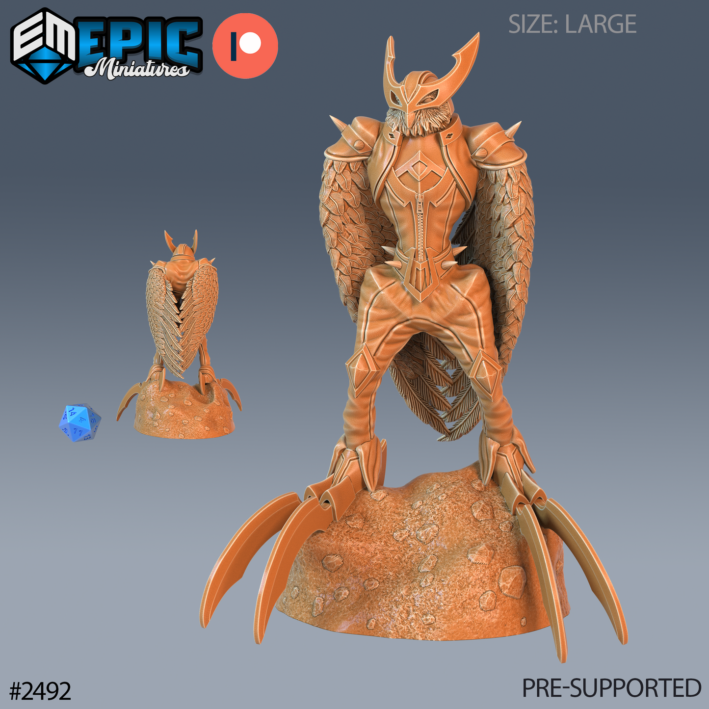 Owl Harpy DND Miniature TTRPG Resin Figure 50mm Base