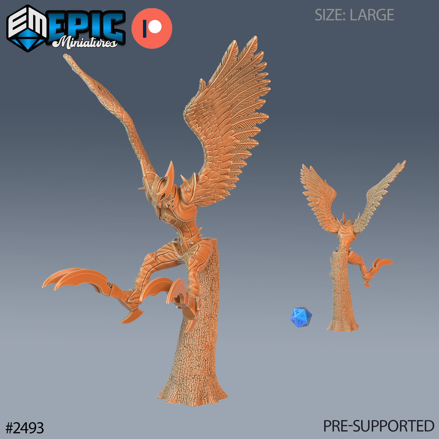 Owl Harpy DND Miniature TTRPG Resin Figure 50mm Base