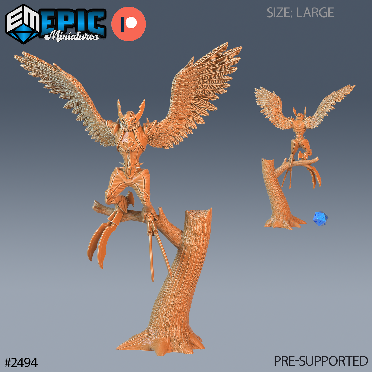 Owl Harpy DND Miniature TTRPG Resin Figure 50mm Base