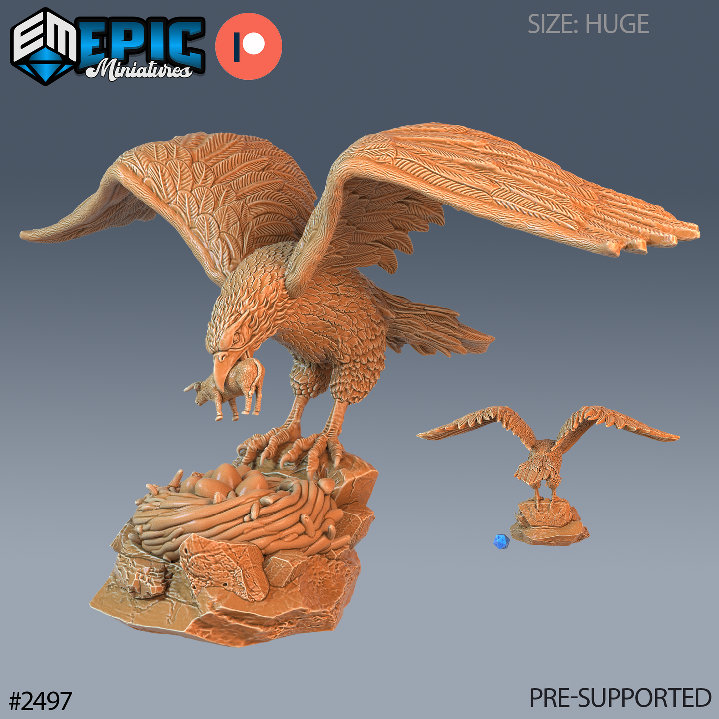 Roc Giant Bird DND Miniature TTRPG Resin Figure 25mm 50mm 75mm Base