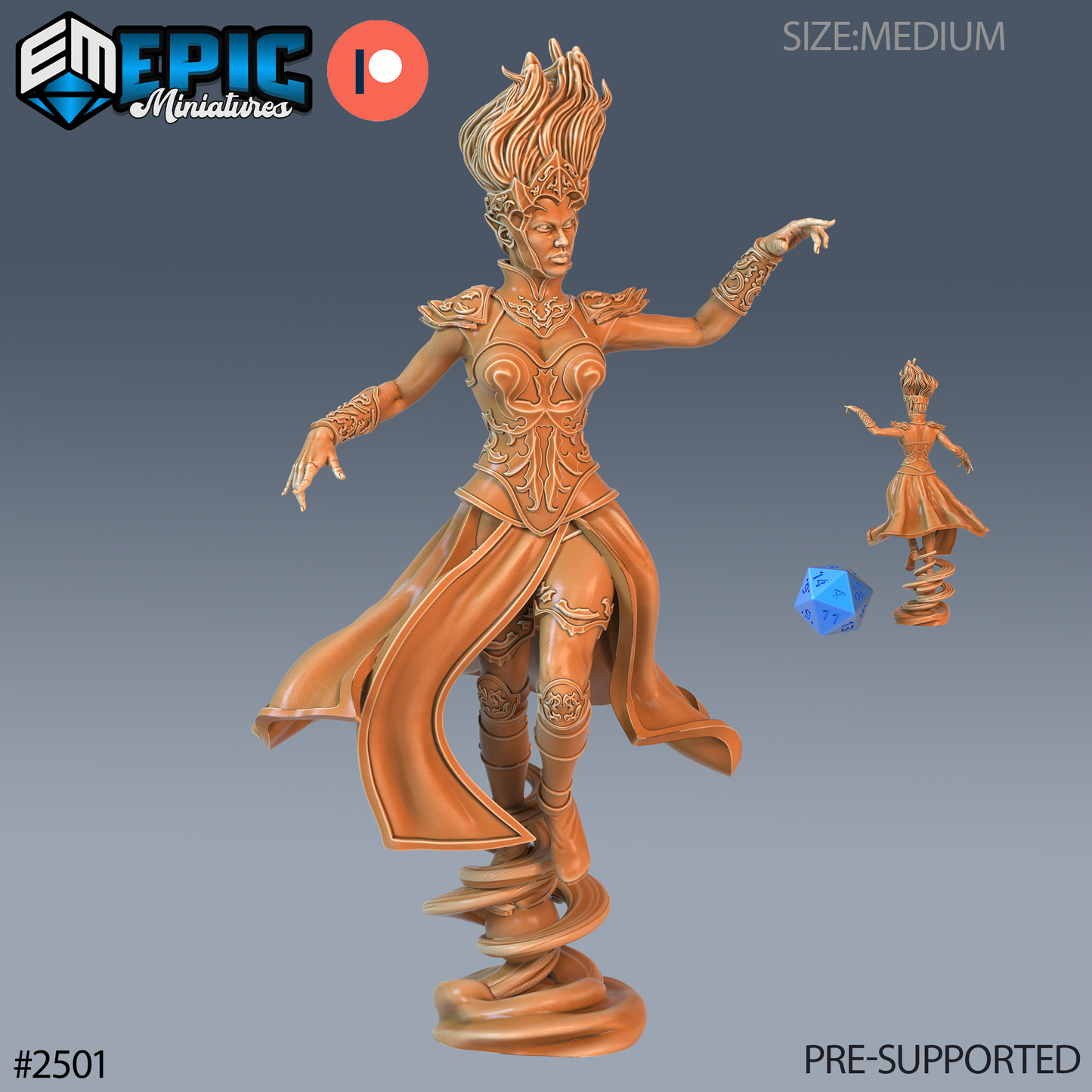 Wind Genasi Female DND Miniature TTRPG Resin Figure 25mm Base