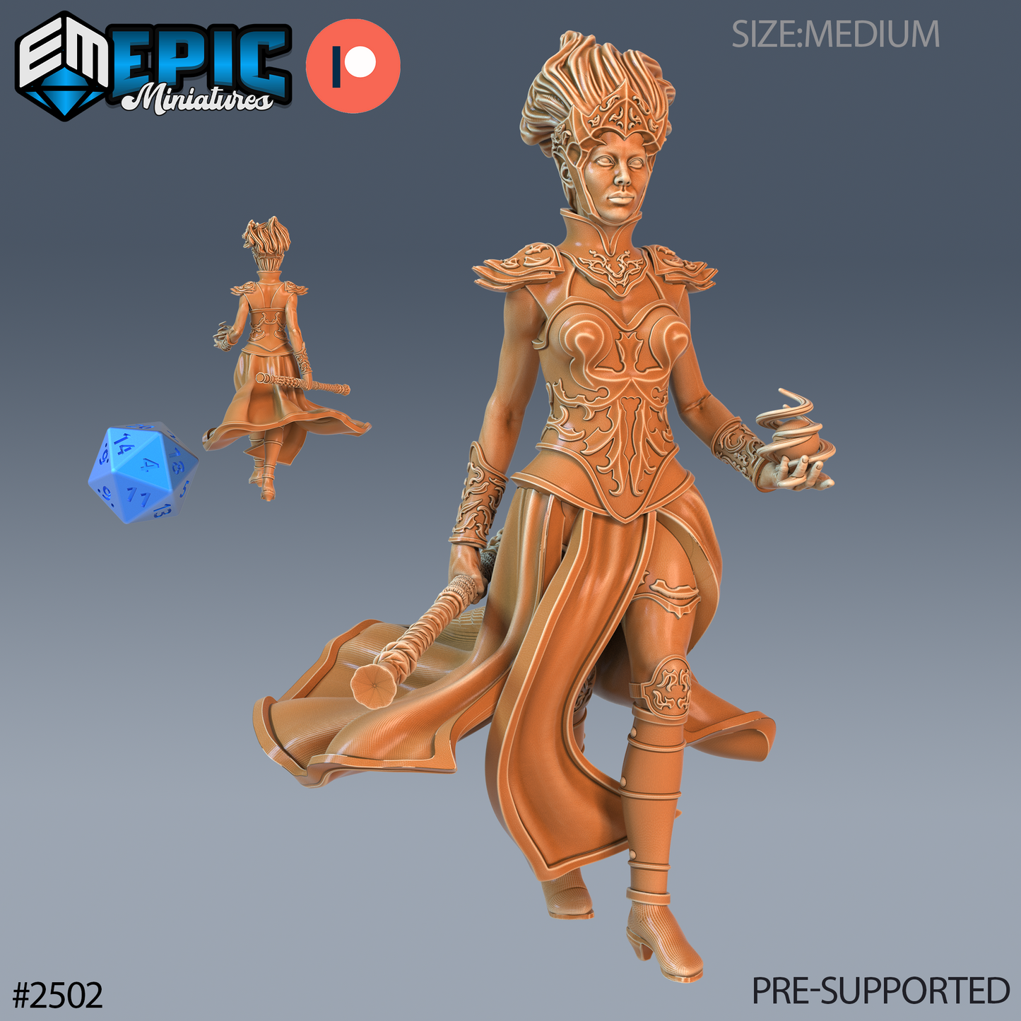 Wind Genasi Female DND Miniature TTRPG Resin Figure 25mm Base