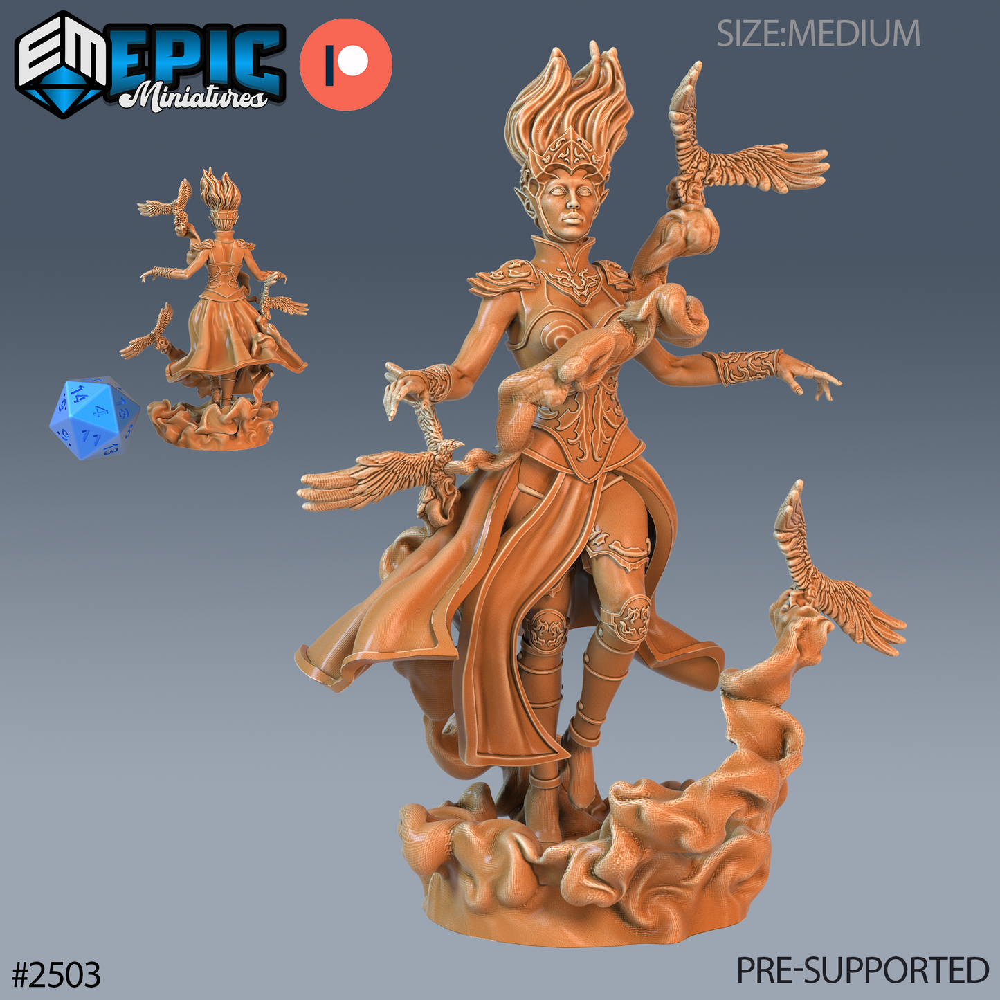 Wind Genasi Female DND Miniature TTRPG Resin Figure 25mm Base