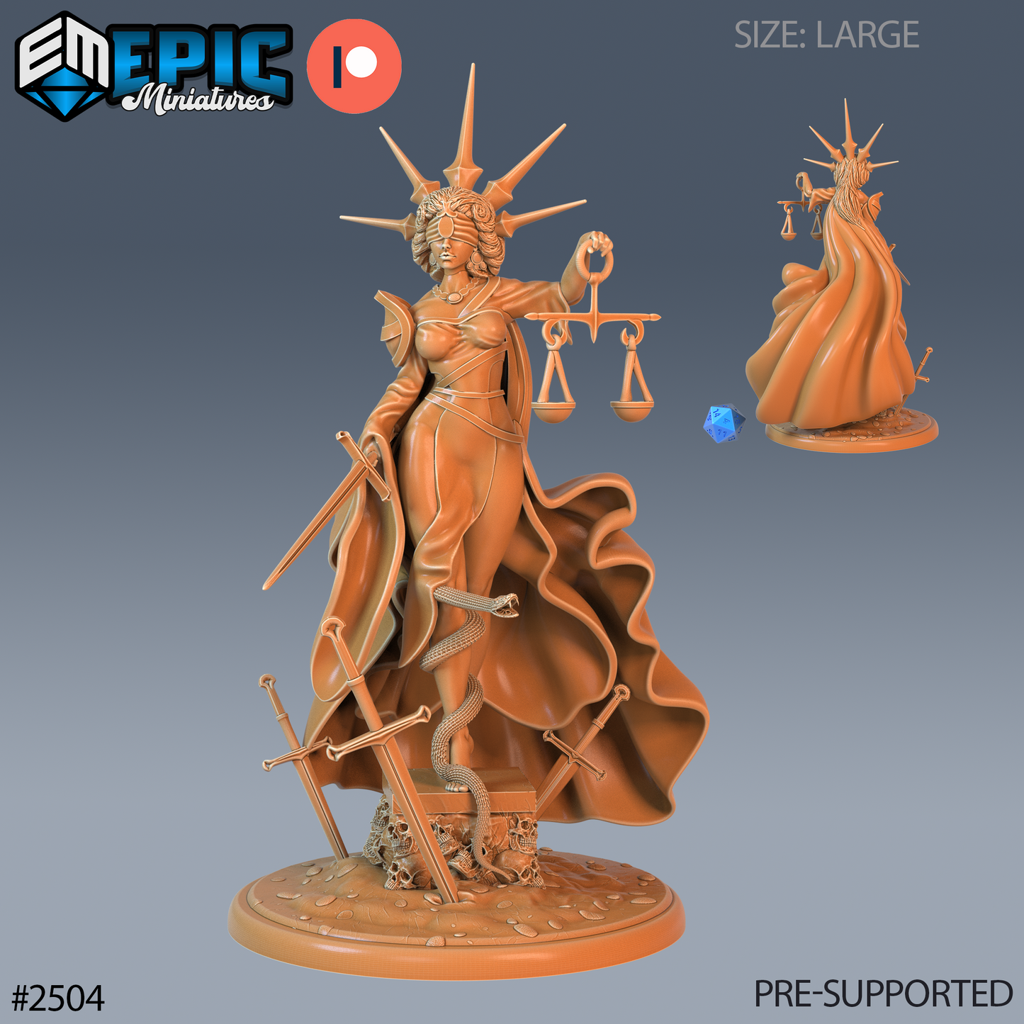 Justica DND Miniature TTRPG Resin Figure 50mm Base