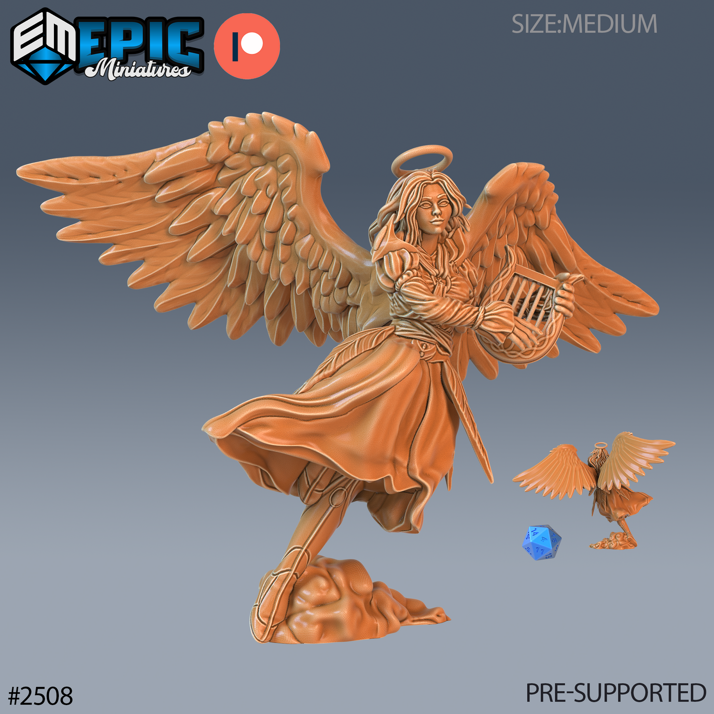 Angel Female DND Miniature TTRPG Resin Figure 25mm Base