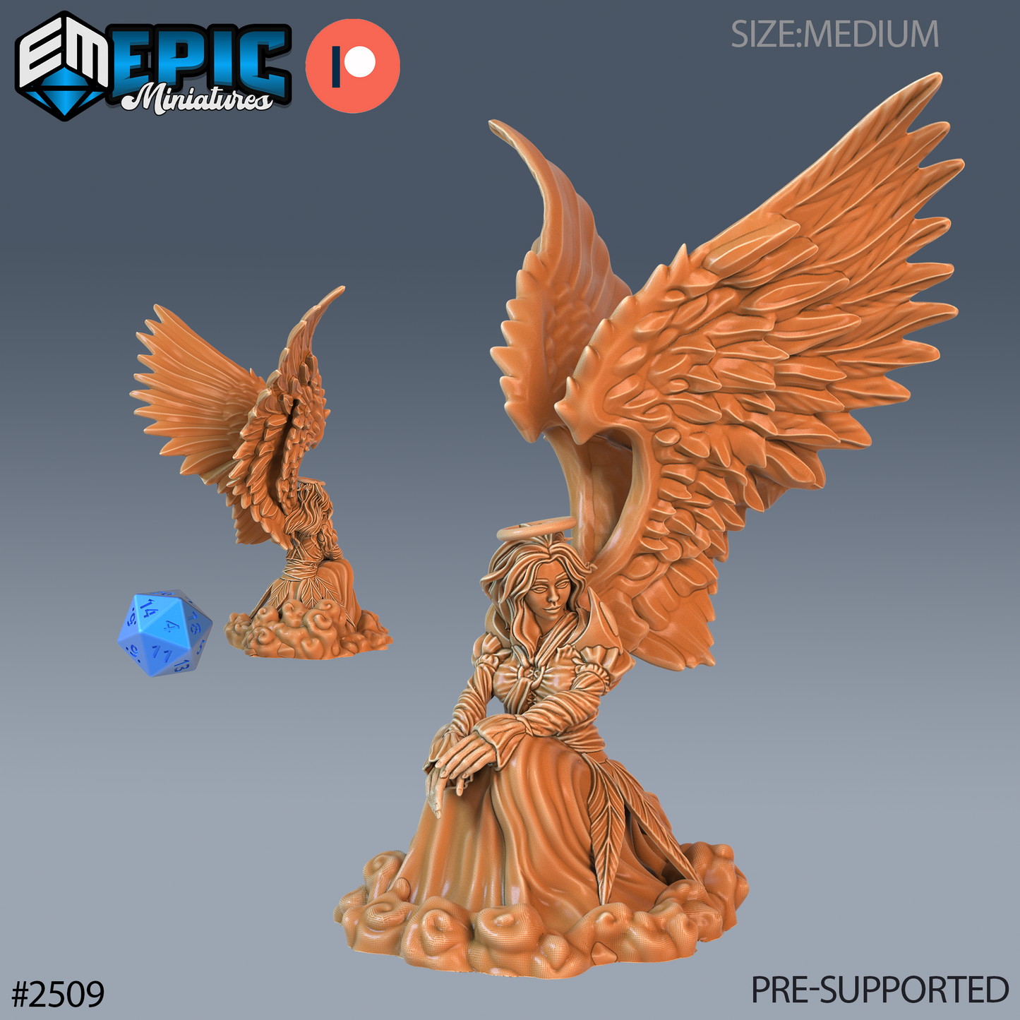Angel Female DND Miniature TTRPG Resin Figure 25mm Base