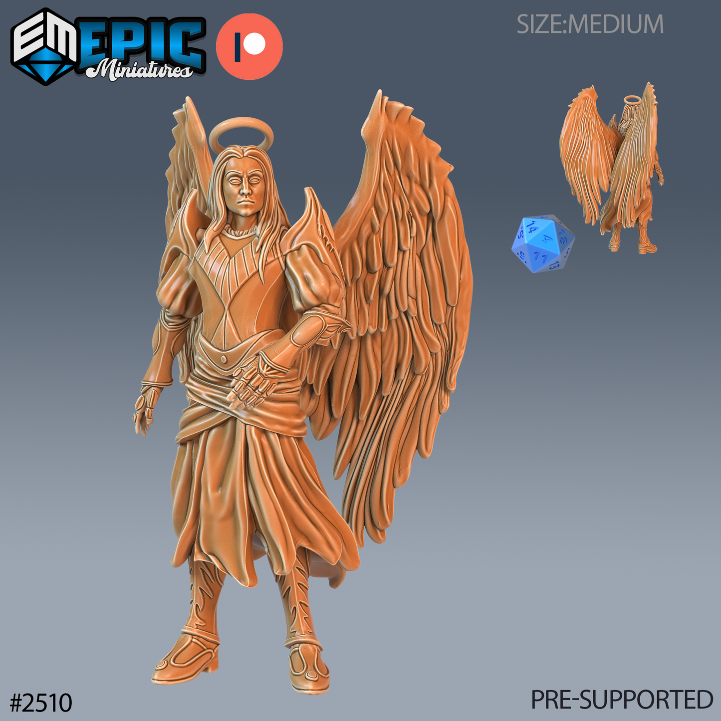 Angel Male DND Miniature TTRPG Resin Figure 25mm Base