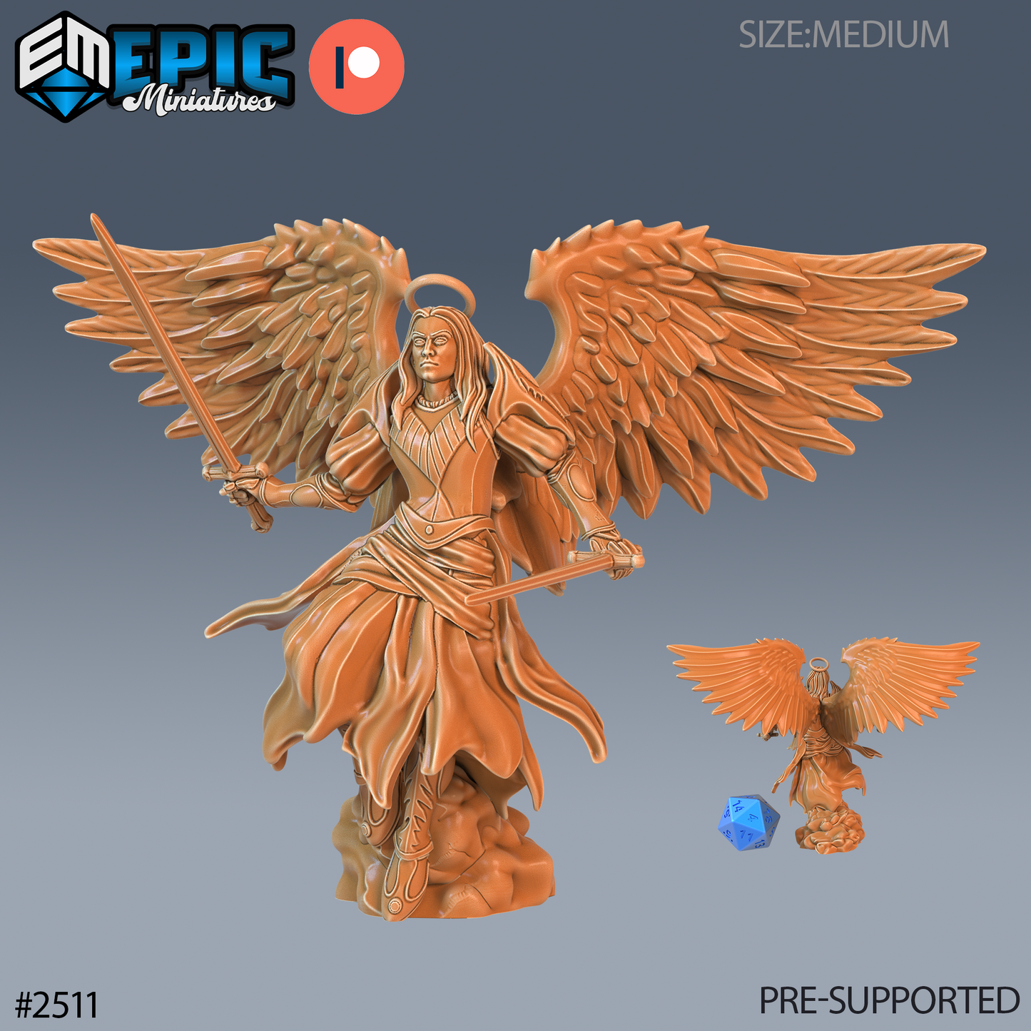Angel Male DND Miniature TTRPG Resin Figure 25mm Base