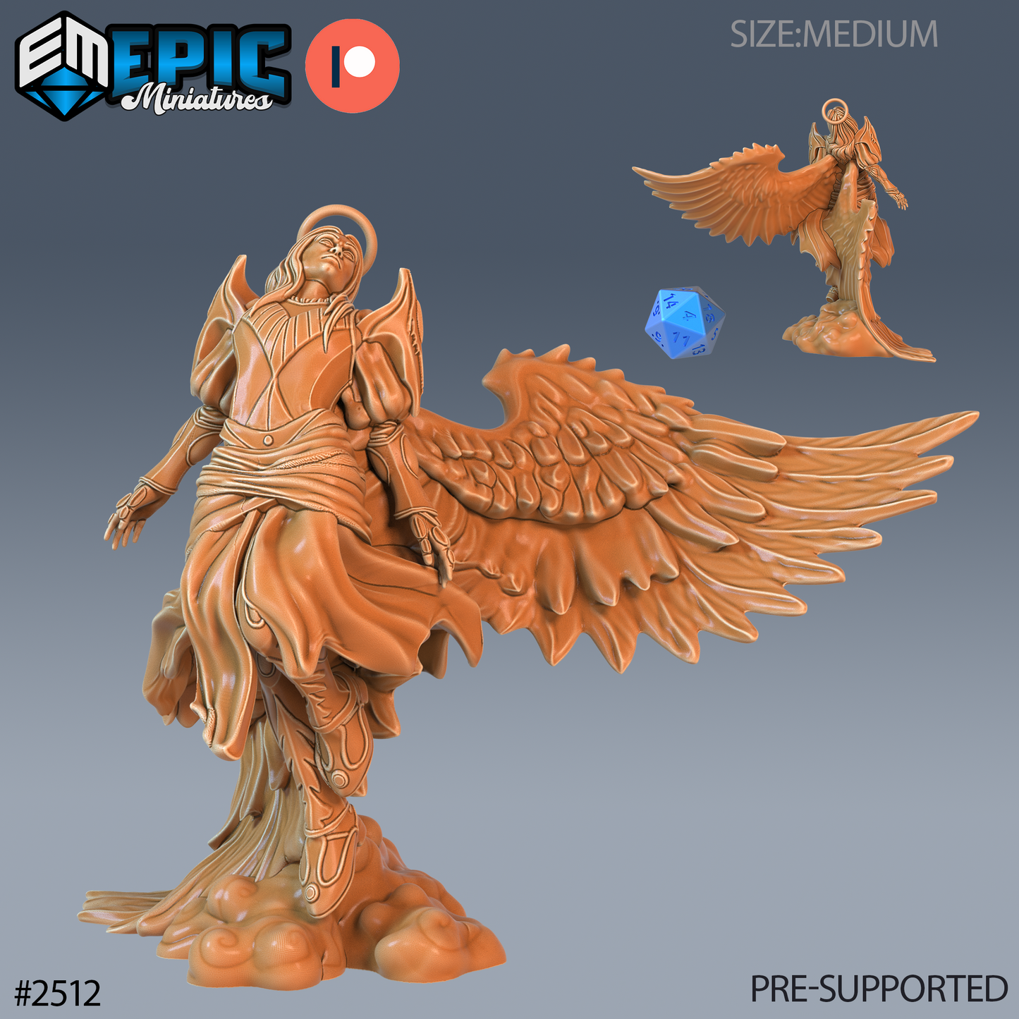 Angel Male DND Miniature TTRPG Resin Figure 25mm Base