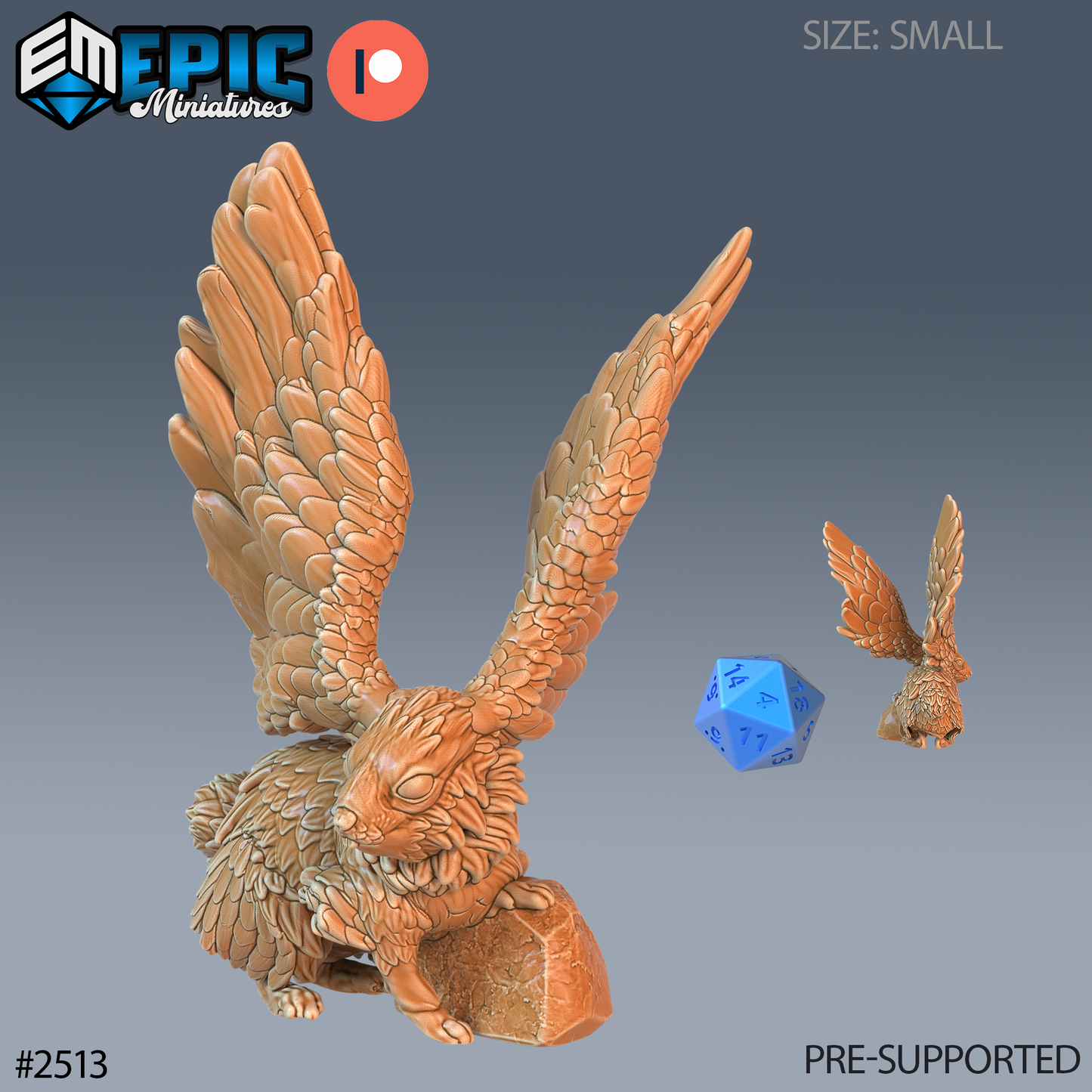 Flying Rabbit DND Miniature TTRPG Resin Figure 20mm Base