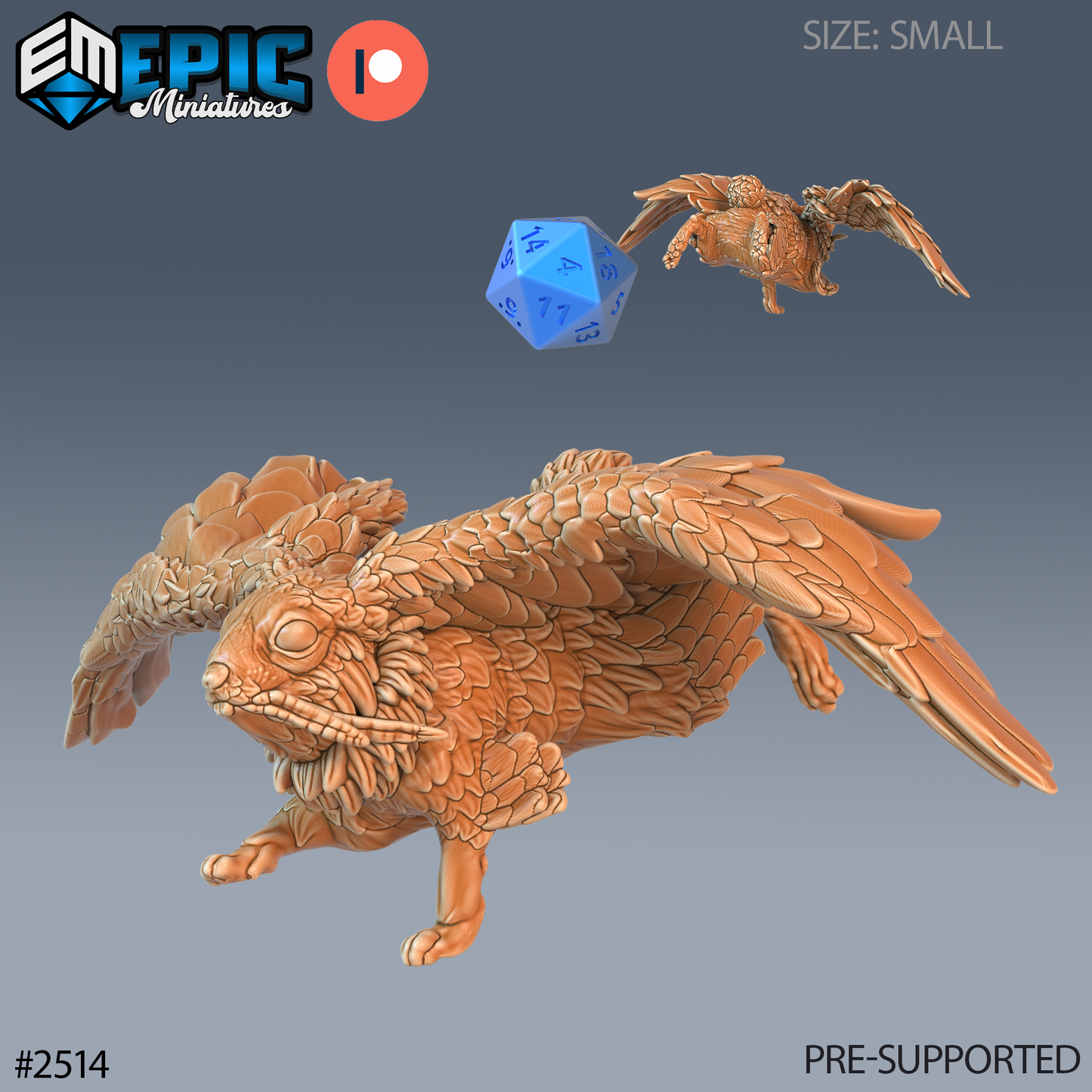 Flying Rabbit DND Miniature TTRPG Resin Figure 20mm Base