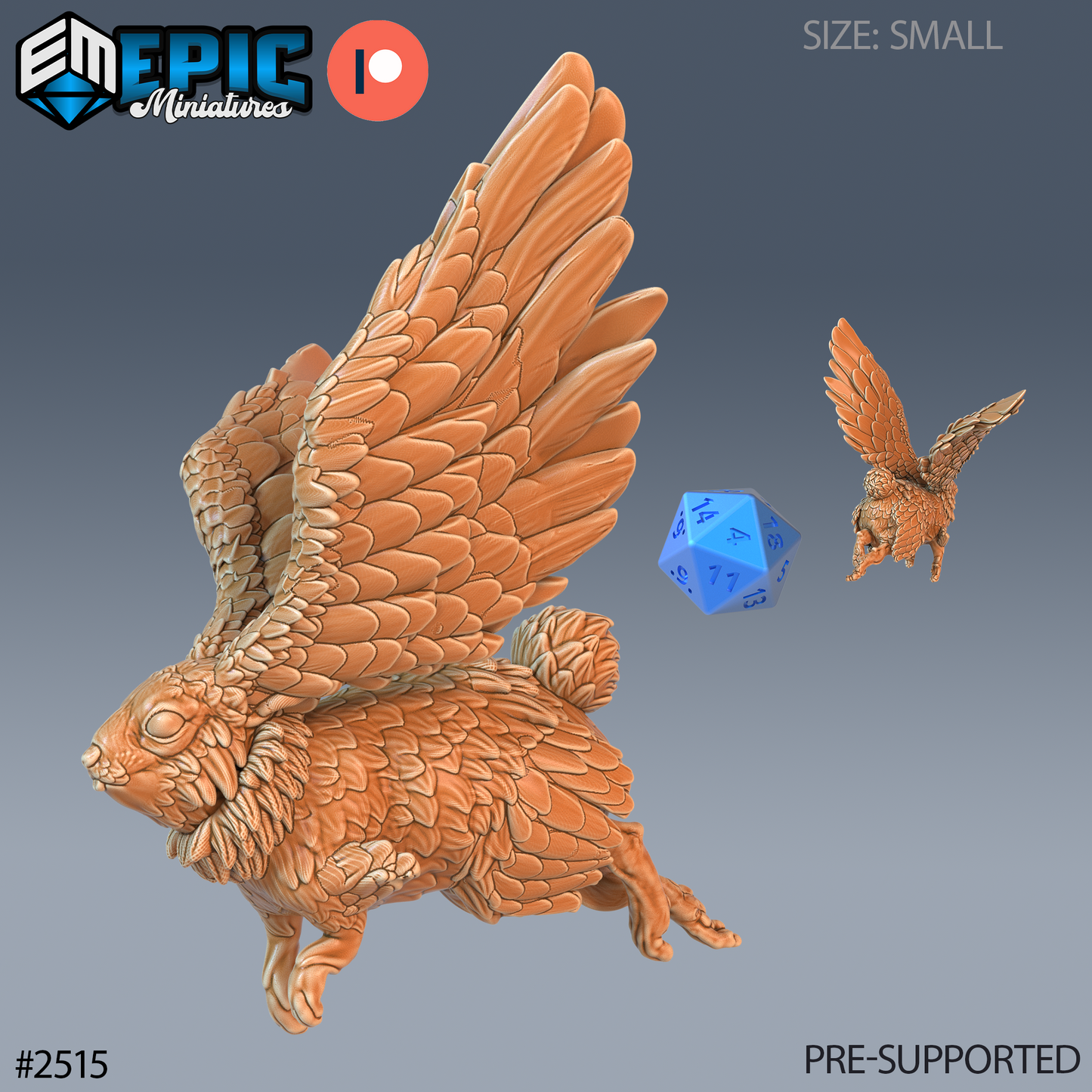 Flying Rabbit DND Miniature TTRPG Resin Figure 20mm Base