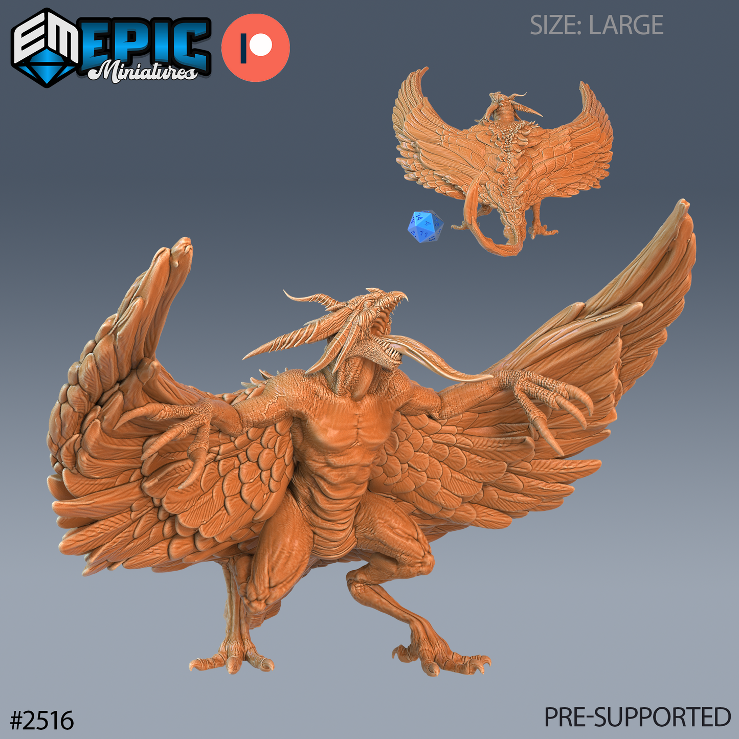 Harpy Beast DND TTRPG Resin Model 51mm Base