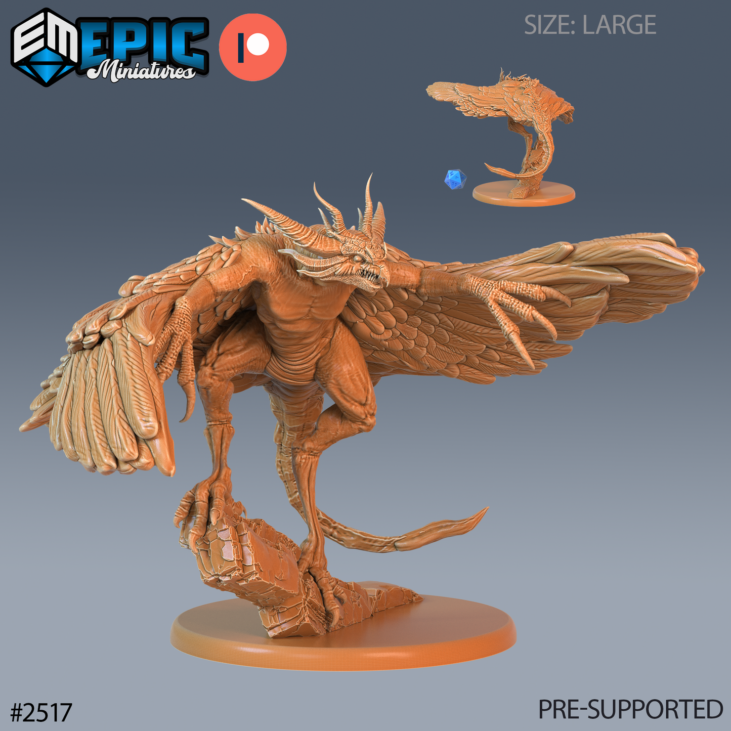 Harpy Beast DND TTRPG Resin Model 51mm Base