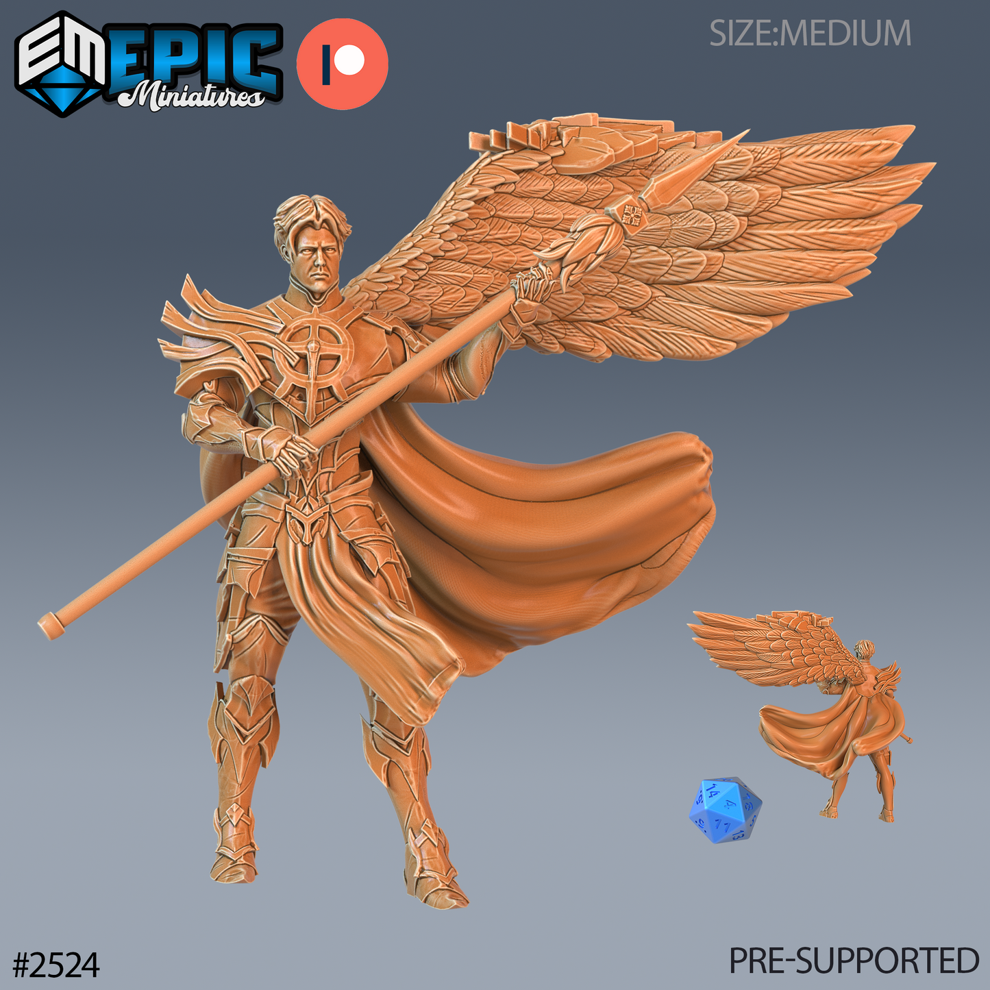 Half Angel Paladin DND Miniature TTRPG Resin Figure 25mm Base