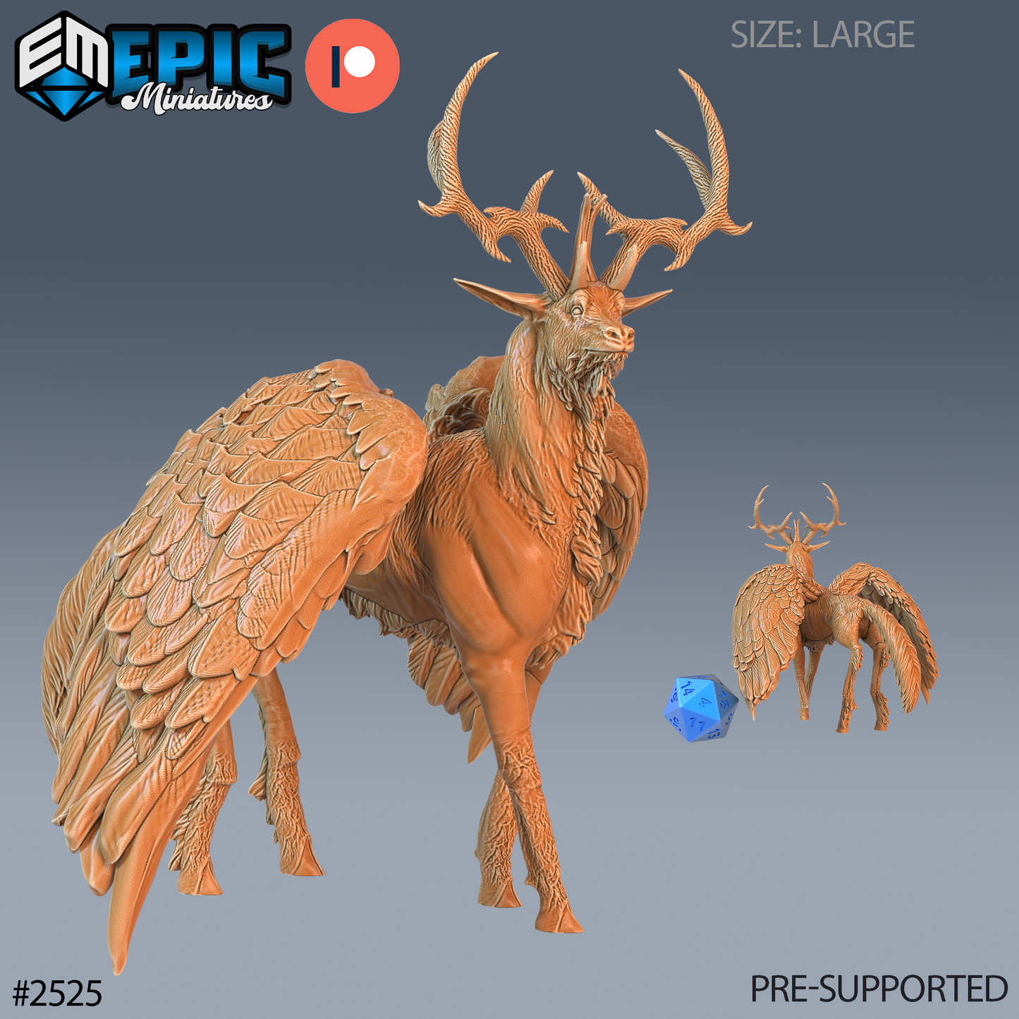 Winged Deer DND TTRPG Resin Model 51mm Base