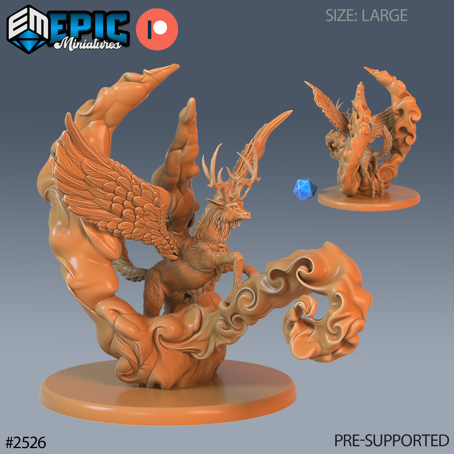 Winged Deer DND TTRPG Resin Model 51mm Base