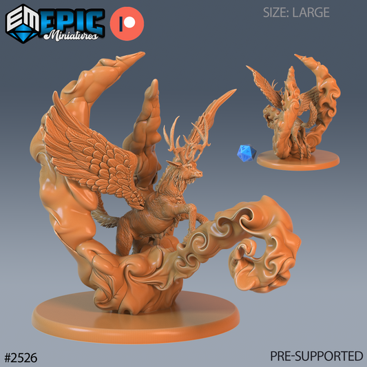 Winged Deer DND TTRPG Resin Model 51mm Base